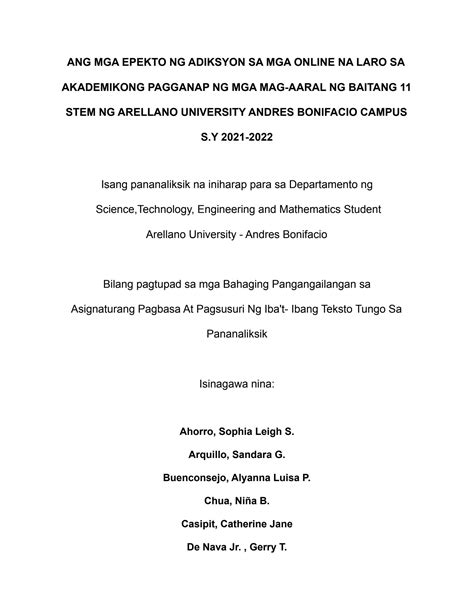 kay: Bb. . Epekto ng online class sa mga estudyante pananaliksik pdf